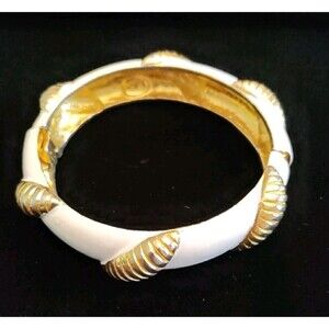 Original By Robert White Enamel & Gold Tone Clamper Bracelet